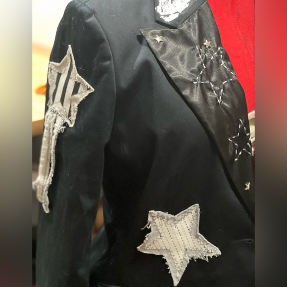 Black blazer with star in denim and fabric - Picture 5 of 10